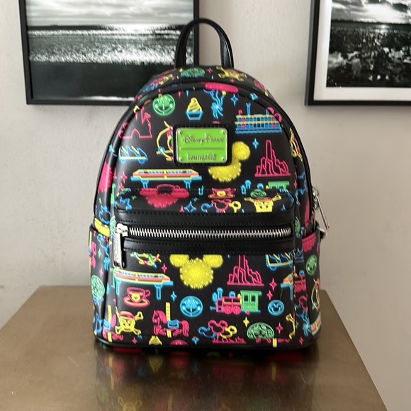 RARE HTF Loungefly Neon Disney Parks Backpack - Picture 2 of 5